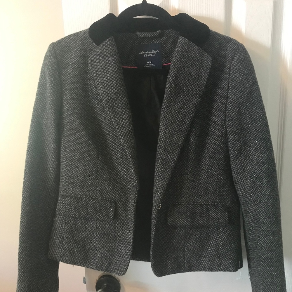 American Eagle Velvet Trim Blazer